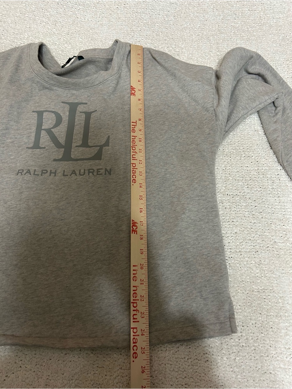 Lauren Ralph Lauren Pullover Sweatshirt Size XL Womens Gray Monogram Logo Preppy - Picture 7 of 8